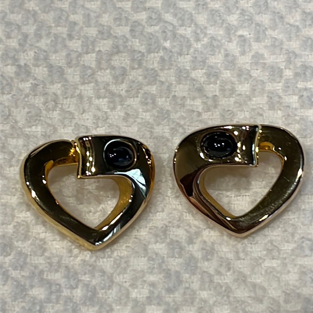 Solid Italian 14K Genuine Cabochon Sapphire Earrings